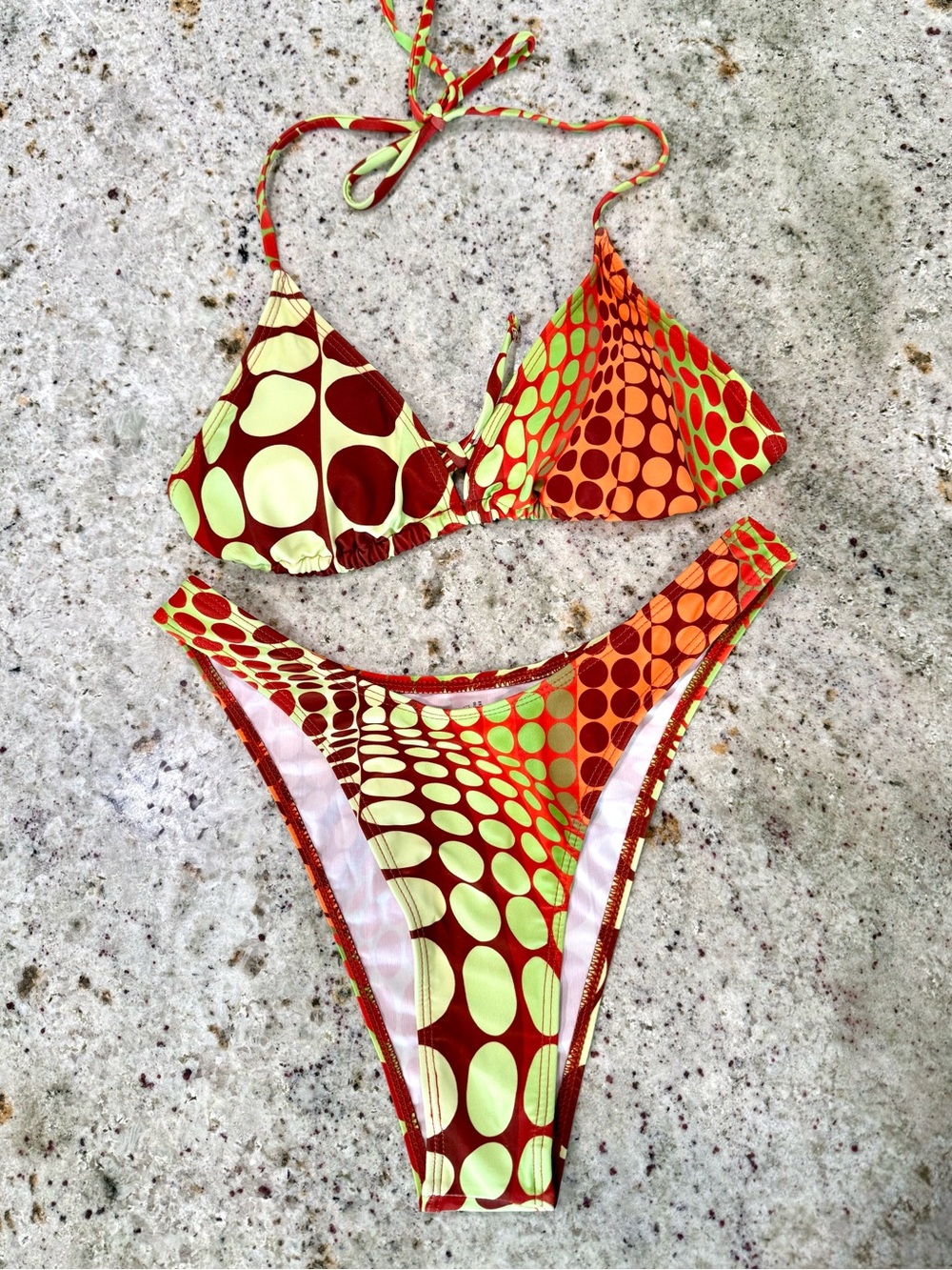 Cute Retro inspired Polka Dot Triangle Bikini Set NWOT